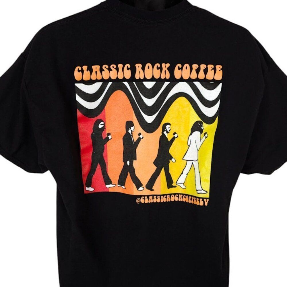 Classic Rock Coffee T Shirt Mens Size XL Black Las Vegas The Beatles